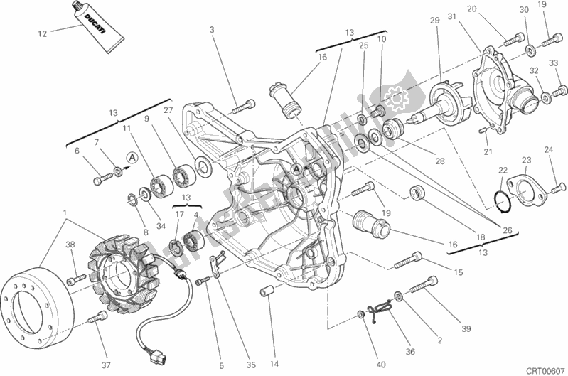 All parts for the Generator Cover - Water Pump of the Ducati Superbike 848 EVO 2013